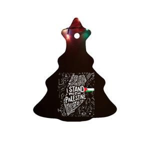 i stand with palestine quote a free palestine design Ceramic Tree Ornament