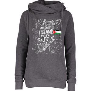 i stand with palestine quote a free palestine design Womens Funnel Neck Pullover Hood