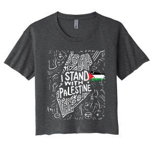 i stand with palestine quote a free palestine design Women's Crop Top Tee