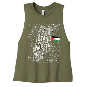 i stand with palestine quote a free palestine design Women's Racerback Cropped Tank