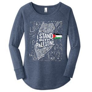 i stand with palestine quote a free palestine design Women's Perfect Tri Tunic Long Sleeve Shirt