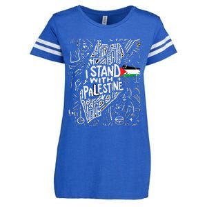 i stand with palestine quote a free palestine design Enza Ladies Jersey Football T-Shirt