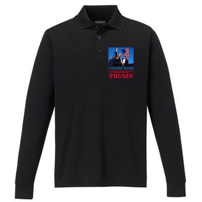 I Stand With President Trump After The Shooting At His Rally Performance Long Sleeve Polo