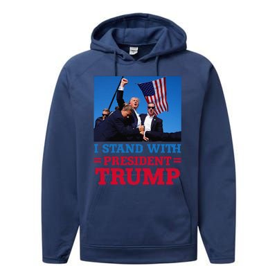 I Stand With President Trump After The Shooting At His Rally Performance Fleece Hoodie