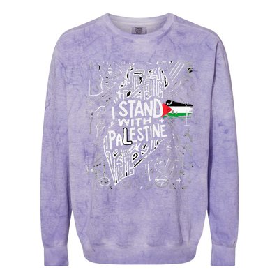 i stand with palestine quote a free palestine design Colorblast Crewneck Sweatshirt