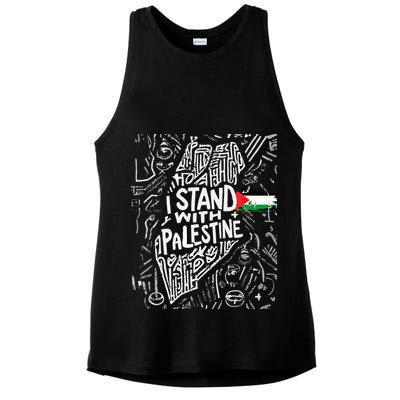 i stand with palestine quote a free palestine design Ladies PosiCharge Tri-Blend Wicking Tank