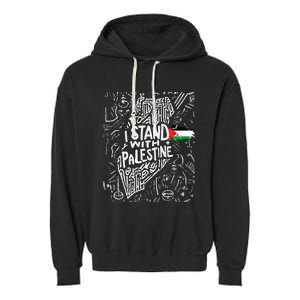 i stand with palestine quote a free palestine design Garment-Dyed Fleece Hoodie