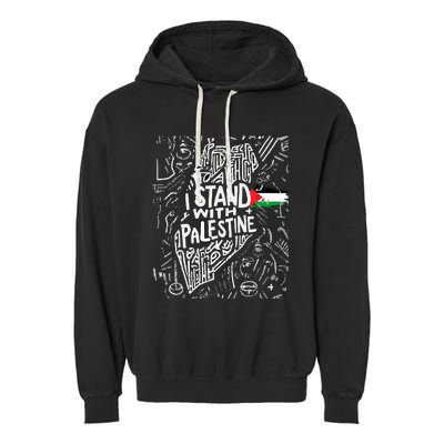 i stand with palestine quote a free palestine design Garment-Dyed Fleece Hoodie