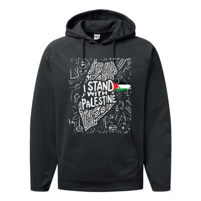 i stand with palestine quote a free palestine design Performance Fleece Hoodie