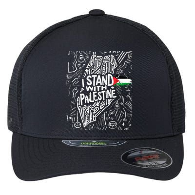 i stand with palestine quote a free palestine design Flexfit Unipanel Trucker Cap