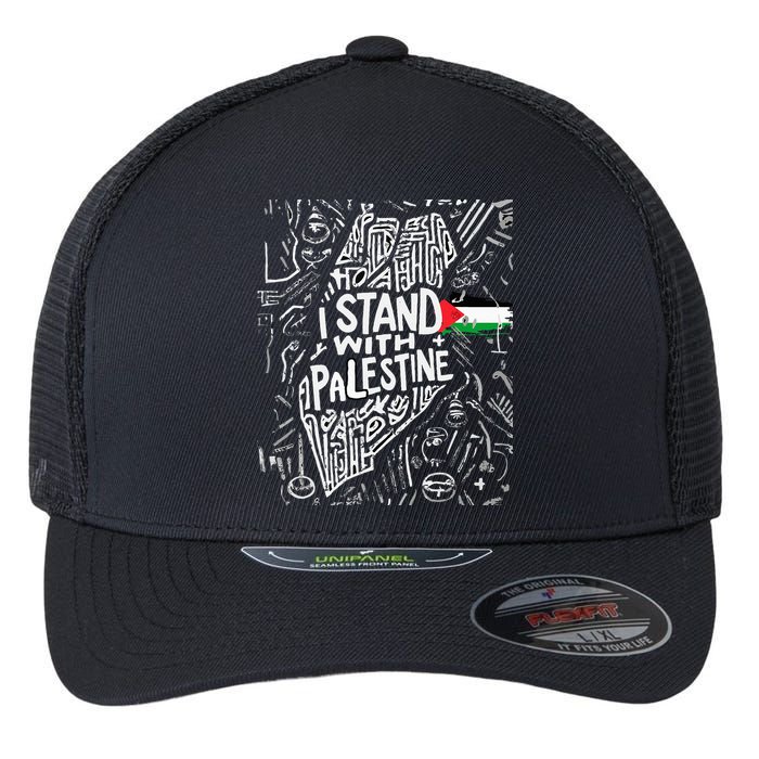 i stand with palestine quote a free palestine design Flexfit Unipanel Trucker Cap