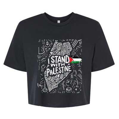 i stand with palestine quote a free palestine design Bella+Canvas Jersey Crop Tee