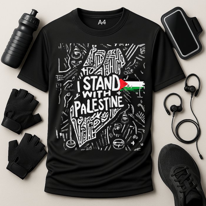 i stand with palestine quote a free palestine design Performance Shirt