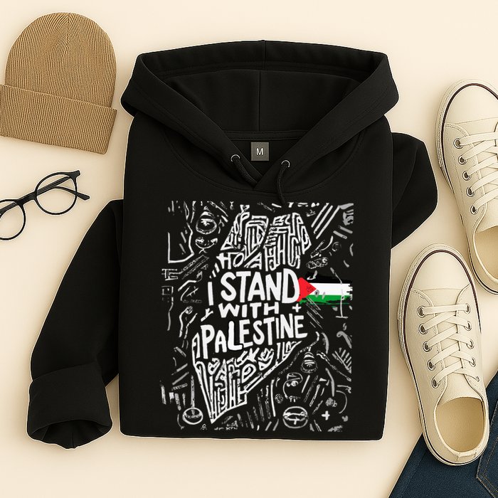 i stand with palestine quote a free palestine design Hoodie