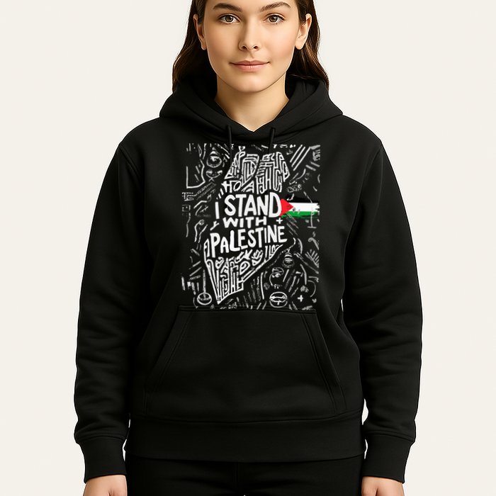 i stand with palestine quote a free palestine design Hoodie