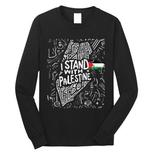 i stand with palestine quote a free palestine design Long Sleeve Shirt