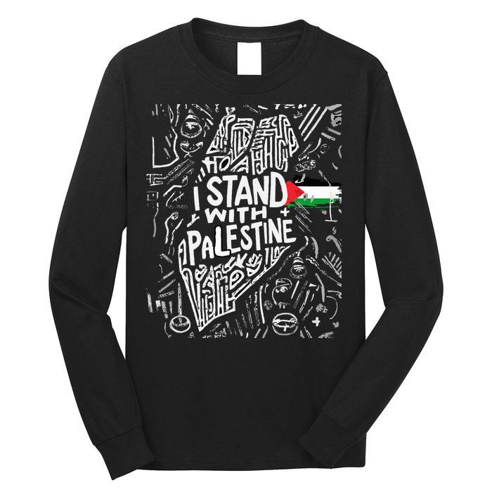 i stand with palestine quote a free palestine design Long Sleeve Shirt