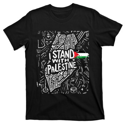 i stand with palestine quote a free palestine design T-Shirt