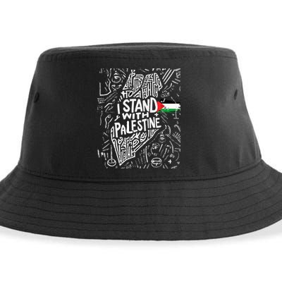 i stand with palestine quote a free palestine design Sustainable Bucket Hat