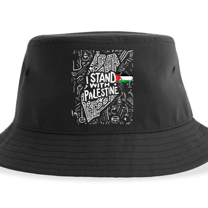 i stand with palestine quote a free palestine design Sustainable Bucket Hat