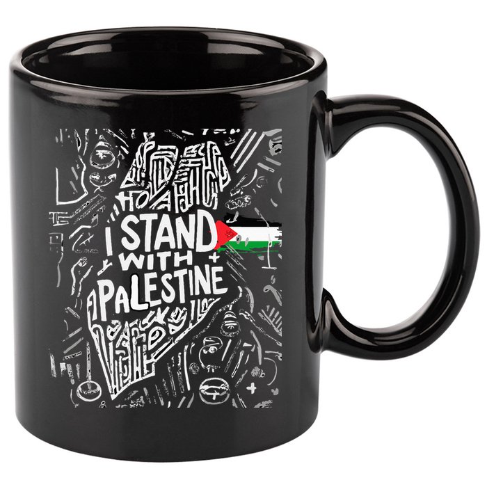 i stand with palestine quote a free palestine design 11oz C Handle Ceramic Mug
