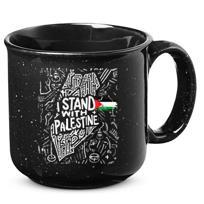 i stand with palestine quote a free palestine design 15oz Campfire Ceramic Mug