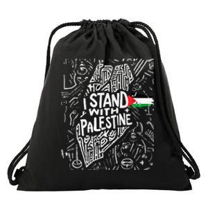 i stand with palestine quote a free palestine design Drawstring Bag