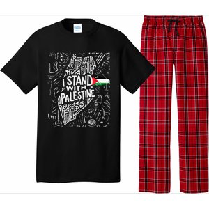 i stand with palestine quote a free palestine design Pajama Set