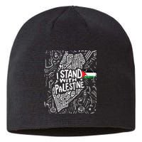 i stand with palestine quote a free palestine design Sustainable Beanie