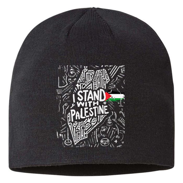 i stand with palestine quote a free palestine design Sustainable Beanie
