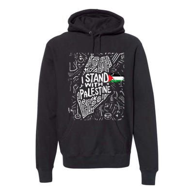 i stand with palestine quote a free palestine design Premium Hoodie