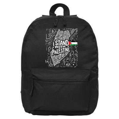 i stand with palestine quote a free palestine design 16 in Basic Backpack