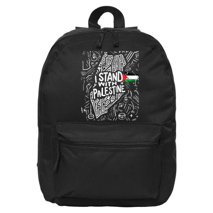 i stand with palestine quote a free palestine design 16 in Basic Backpack