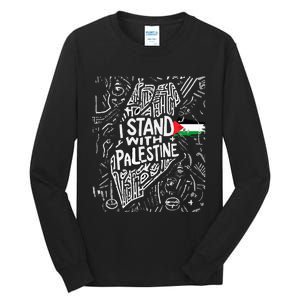 i stand with palestine quote a free palestine design Tall Long Sleeve T-Shirt