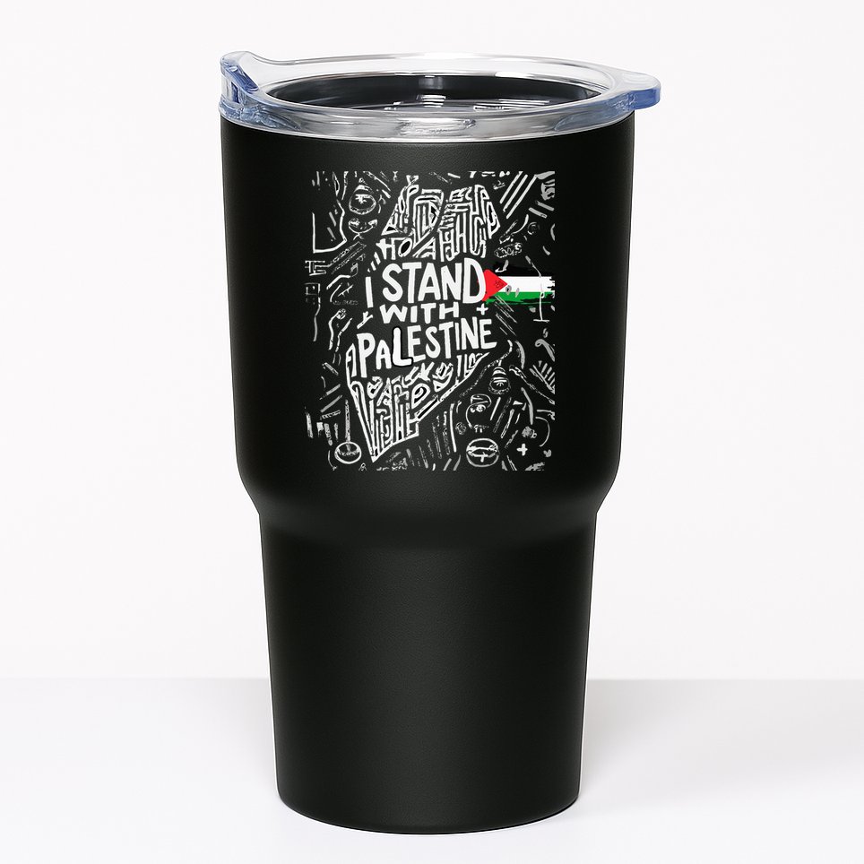 i stand with palestine quote a free palestine design Tumbler