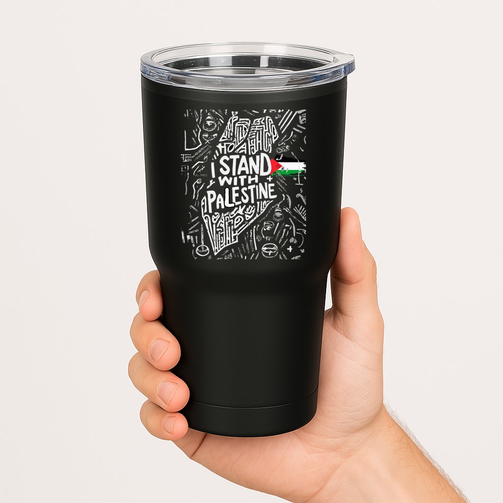 i stand with palestine quote a free palestine design Tumbler