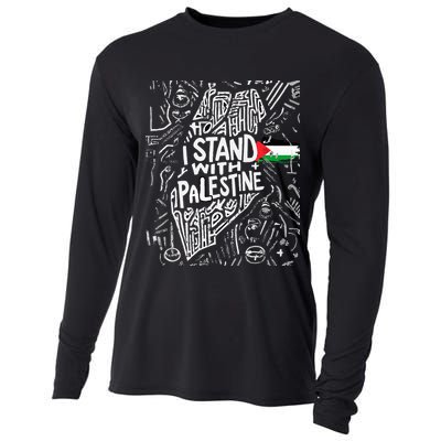 i stand with palestine quote a free palestine design Cooling Performance Long Sleeve Crew