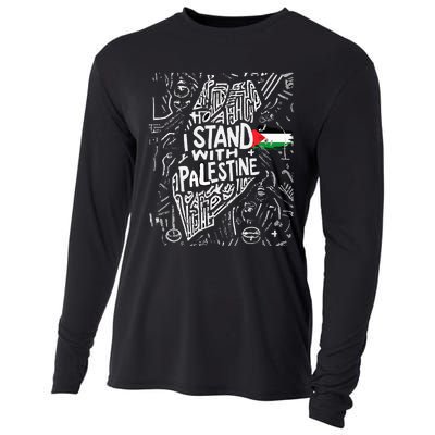 i stand with palestine quote a free palestine design Cooling Performance Long Sleeve Crew