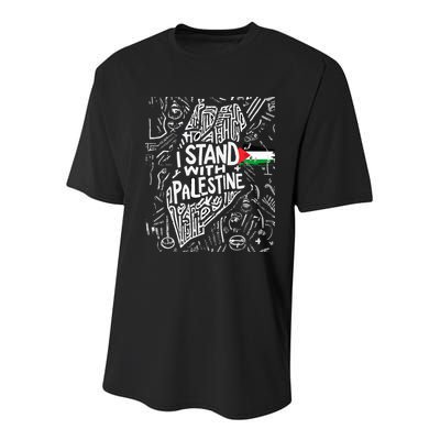 i stand with palestine quote a free palestine design Youth Performance Sprint T-Shirt