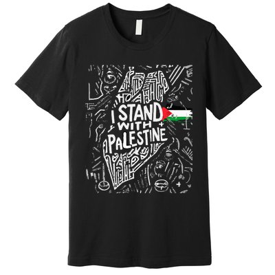 i stand with palestine quote a free palestine design Premium T-Shirt