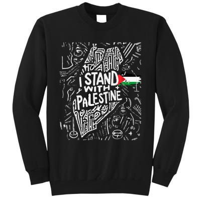 i stand with palestine quote a free palestine design Tall Sweatshirt