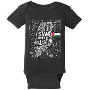 i stand with palestine quote a free palestine design Baby Bodysuit