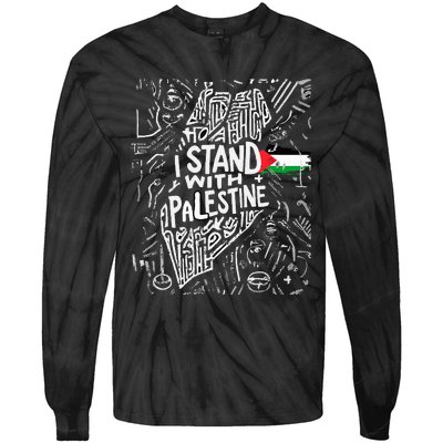 i stand with palestine quote a free palestine design Tie-Dye Long Sleeve Shirt