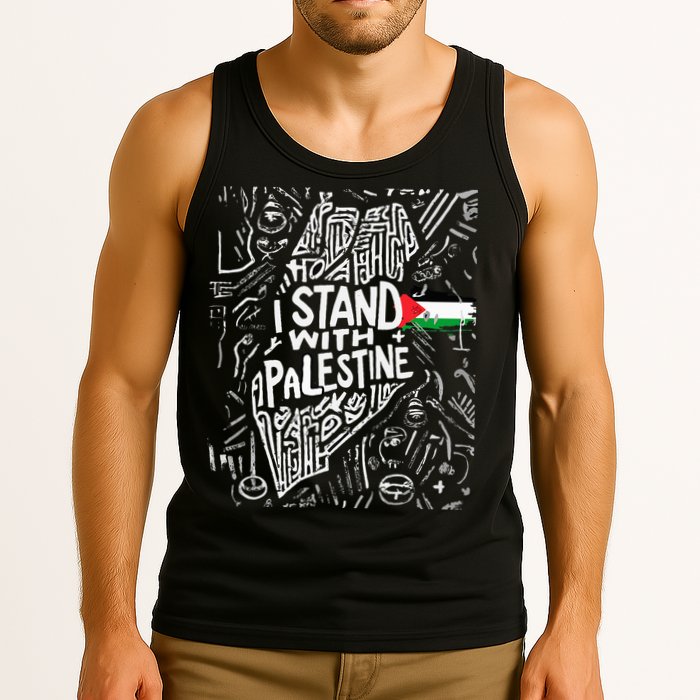 i stand with palestine quote a free palestine design Tank Top