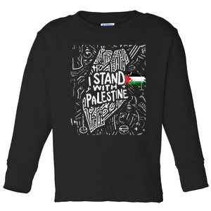 i stand with palestine quote a free palestine design Toddler Long Sleeve Shirt