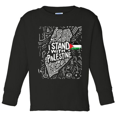 i stand with palestine quote a free palestine design Toddler Long Sleeve Shirt