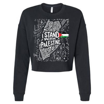 i stand with palestine quote a free palestine design Cropped Pullover Crew