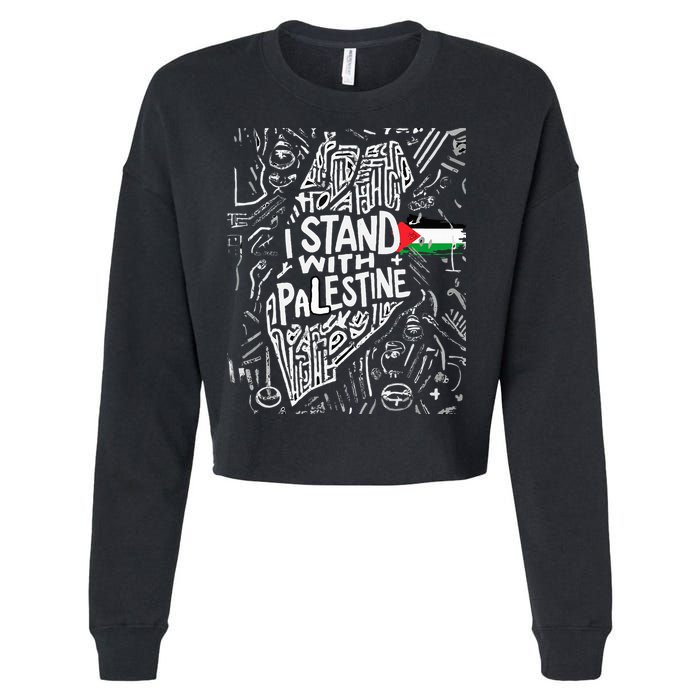 i stand with palestine quote a free palestine design Cropped Pullover Crew