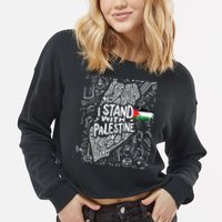 i stand with palestine quote a free palestine design Cropped Pullover Crew