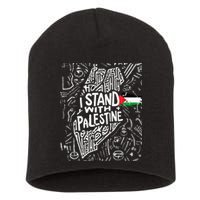 i stand with palestine quote a free palestine design Short Acrylic Beanie